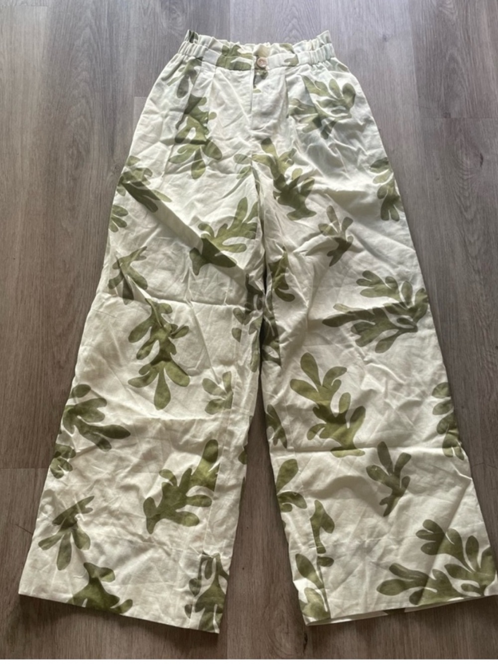 mon renn compose paper bag wide leg linen trouser pants size small new